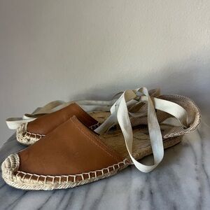 Soludos Espadrille The Lauren Lace Up in Tan Leather